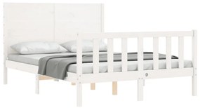 Cama sem colchão 140x190 cm madeira de pinho maciça branco