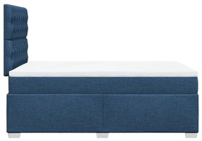 Cama boxspring com colchão 120x190 cm tecido azul