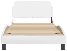 Estrutura cama c/ cabeceira 100x200 cm couro artificial branco