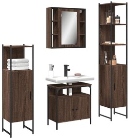 vidaXL 4 pcs conj. móveis wc derivados de madeira carvalho castanho