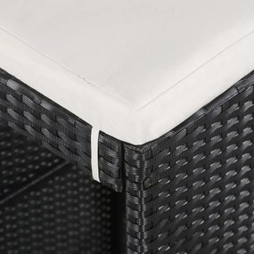 Conjunto de jantar para exterior 9 pcs vime PE preto