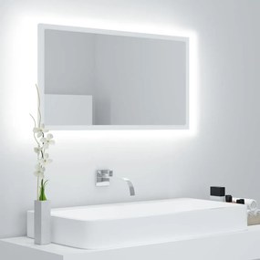 Espelho de casa de banho c/ LED 80x8,5x37 cm acrílico branco
