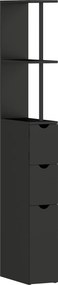HOMCOM Coluna Casa de Banho Móvel Auxiliar com 2 Gavetas e Prateleiras 15x33x136 cm Preto | Aosom Portugal