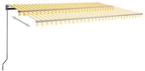 Toldo autom. LED e sensor de vento 500x350 cm amarelo/branco