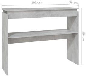 Mesa consola 102x30x80 cm derivados de madeira cinzento cimento