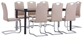 9 pcs conjunto de jantar couro artificial cappuccino