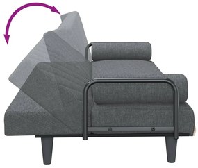 Sofá-cama com apoio de braços tecido cinzento-escuro