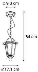 Candeeiro de suspensão para exterior preto - New Haven Clássico / Antigo,Country / Rústico