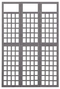 Biombo/treliça 3 painéis abeto maciço 121x180 cm cinzento