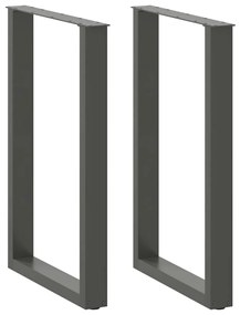vidaXL Pés para mesa de bar em formato de U 2 peças antracite 60x(90-91) cm aço