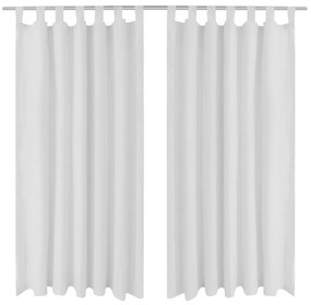 Cortinas de cetim com laços, 2 pcs, branco 140 x 225 cm