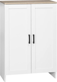 Aparador de cozinha com armário com portas e prateleiras ajustáveis, 60 x 30 x 90 cm, branco