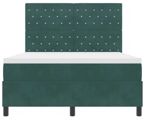 Cama Box Spring vidaXL com Colchão Verde Escuro 160x200 cm Veludo