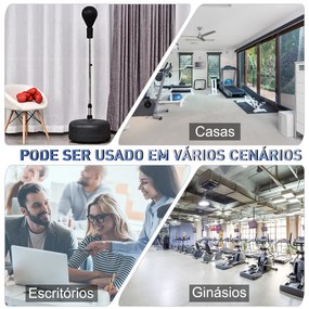 Pêra de boxe com Altura Ajustável e Base Refilável Pêra Boxe com Suporte e Luvas para Adultos e Adolescentes Ф48x136-154 cm Preto