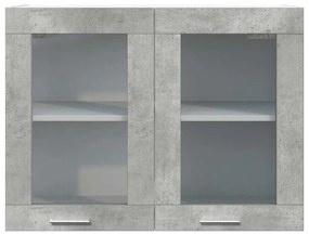 Armário de parede c/ vidro 80x31x60 cm cinzento cimento