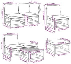 11pcs conjunto lounge jardim c/almofadões madeira maciça acácia