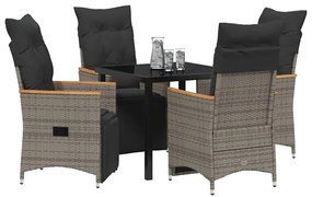 Conjunto de jantar de jardim com 5 peças e almofadas de rattan em poli