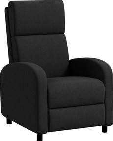 Poltrona relax, poltrona reclinável de sala, poltrona de relaxamento - encosto ajustável até 160°, apoio para os pés integrado Preta