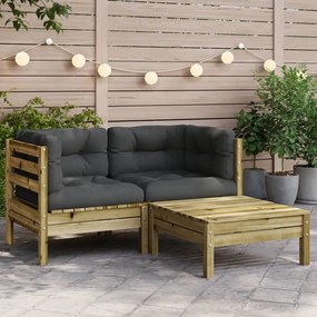 vidaXL Sofá de 2 lugares para jardim c/ almofadões e apoio de pés