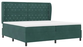 Cama Box com Colchão Verde Escuro 200 x 200 cm em Veludo