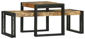 Conjunto de Mesas de Café 2 Peças Madeira de Mangueira Maciça