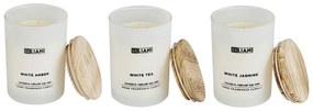 Conjunto de 3 velas perfumadas de cera de soja âmbar branco/chá branco/jasmim branco SIMPLICITY Beliani