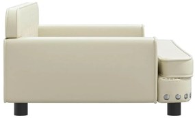 Cama para cães 90x53x30 cm couro artificial cor creme