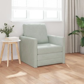 Sofá de Andar vidaXL Individual Conversível Veludo 74x77x81 cm Cinza C