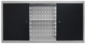 Armário ferramentas parede industrial metal cinzento e preto
