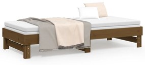 Sofá-cama de puxar 2x(100x200) cm pinho maciço castanho-mel