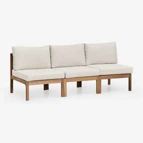 Sofá Modular De Jardim De 3 Peças Em Madeira De Acácia Branson Branco Gardênia - Castanho Acácia - Sklum