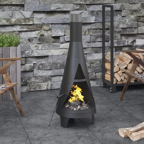 vidaXL Fogareiro de jardim com atiçador 45x45x122 cm aço