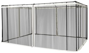 Outsunny 4 Painéis Laterais 352x207 cm para pérgola de Jardim Mosquiteira com Zíperes e Anéis Preto