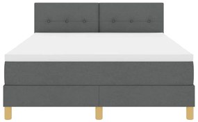 Cama Box com Colchão e LED Cinza Escuro 140x190 cm Tecido