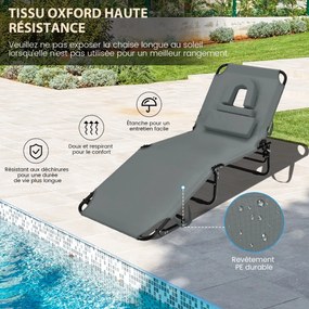 Cadeira de bronzeamento dobrável espreguiçadeira de praia com abertura para o rosto Turquesa