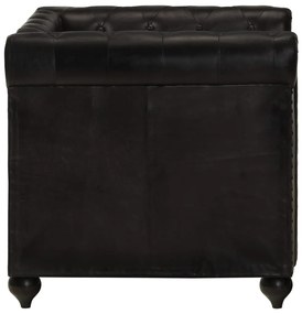 Poltrona chesterfield couro genuíno preto