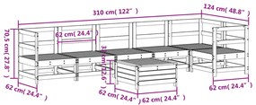 7 pcs conjunto de sofás para jardim madeira de pinho maciça