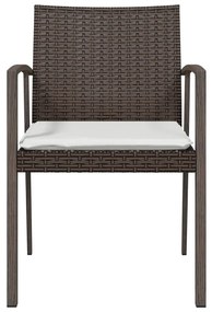 Cadeiras jardim + almofadões 6pcs 56,5x57x83cm vime PE castanho