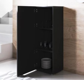 Armário Alto Penalva – 40x128 cm – Preto com Pés – Design Moderno