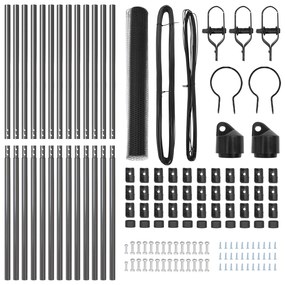 Conjunto de Cercas Conjunto de 2 Cinza Aço Galvanizado Grande