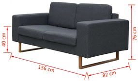 Conjunto sofá de 3 lugares e 2 lugares cinzento escuro