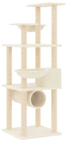 Árvore para gatos c/ postes arranhadores sisal 141 cm cor creme