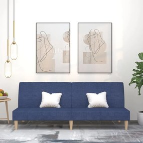 vidaXL Sofá-cama de 2 lugares tecido azul