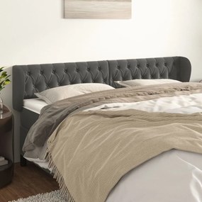 Cabeceira de cama c/ abas veludo 183x23x78/88cm cinzento-escuro