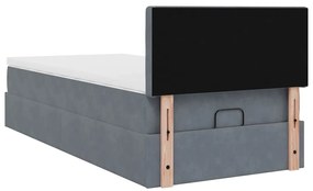 Estrutura cama otomana colchão 90x190 cm veludo cinzento escuro