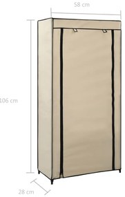 Sapateira com cobertura 58x28x106 cm tecido cor creme