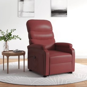 vidaXL Poltrona elevatória couro artificial vermelho tinto
