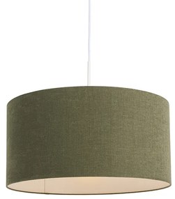 Candeeiro de suspensão branco com aba verde 50 cm - Combi 1 Moderno