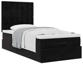 Estrutura de cama otomana vidaXL com colchões preto 100x200cm Veludo