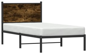 Estrutura de cama com cabeceira 90x200 cm metal carvalho fumado